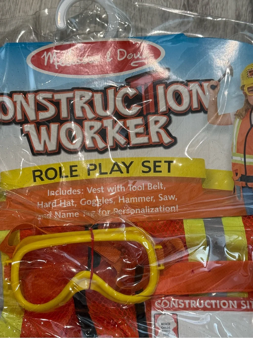 Melissa & Doug Construction Worker Dress-Up Set - Orange & Yellow